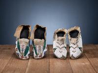 Sioux and Cheyenne Beaded Hide Moccasins