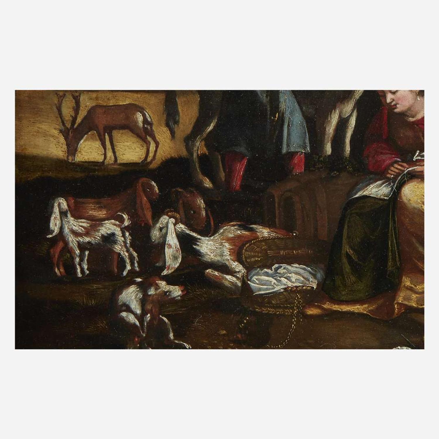 Attributed to the Master of the Twelve Apostles (Italian, Active C. 1520-1542) The Rest on the Flight Into Egypt with Saint Catherine of Alexandria