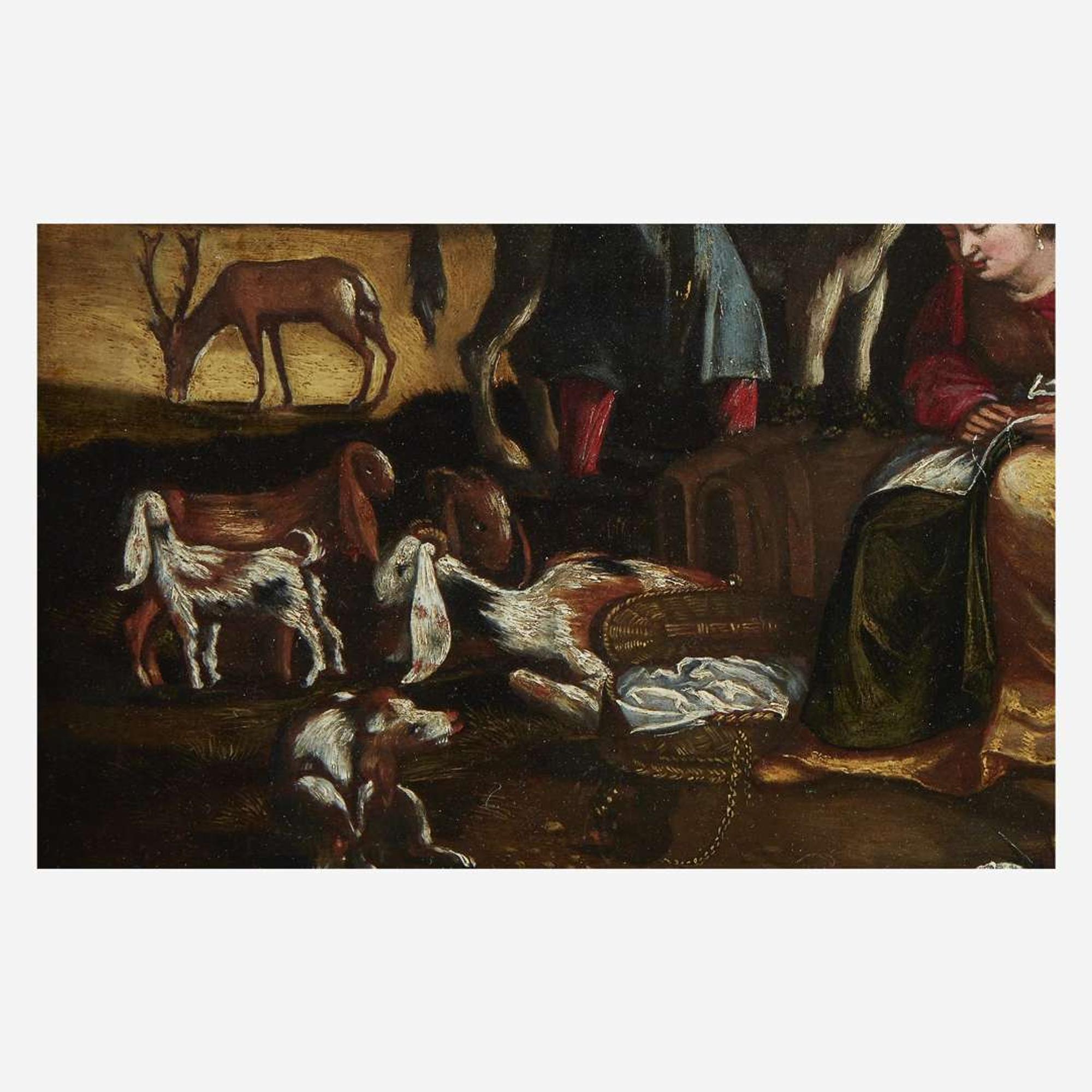 Attributed to the Master of the Twelve Apostles (Italian, Active C. 1520-1542) The Rest on the Flight Into Egypt with Saint Catherine of Alexandria