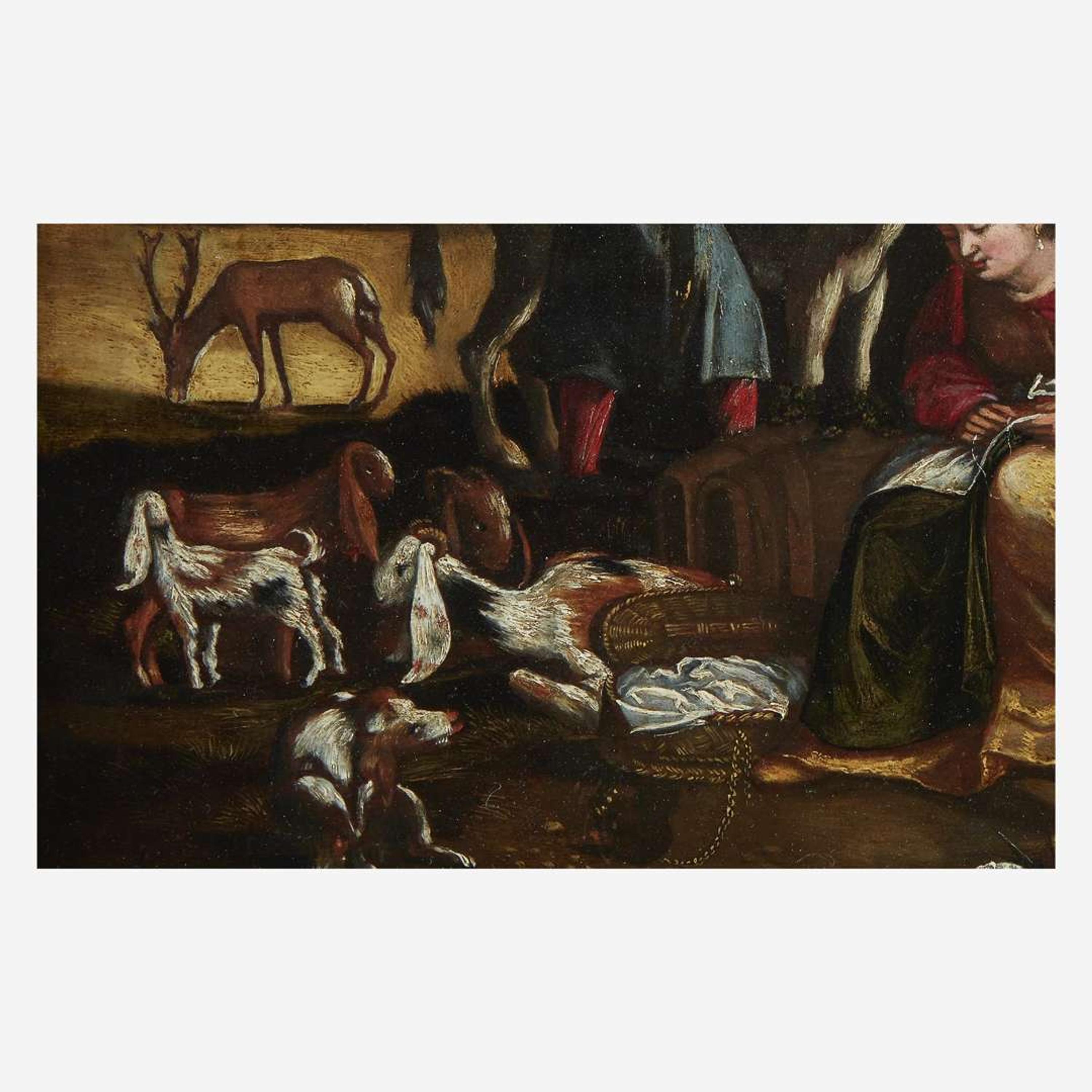 Attributed to the Master of the Twelve Apostles (Italian, Active C. 1520-1542) The Rest on the Flight Into Egypt with Saint Catherine of Alexandria