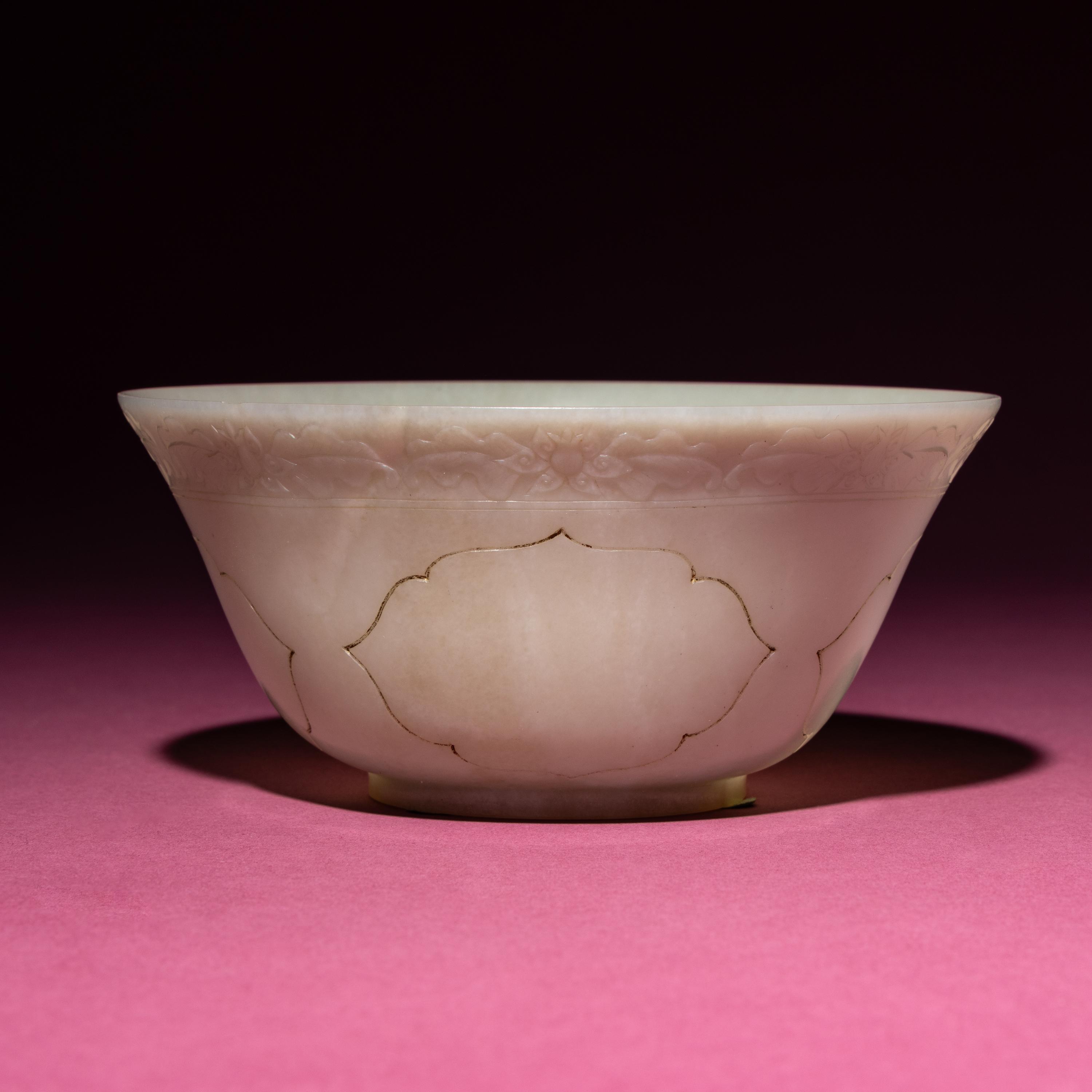 A Chinese Carved White Jade ‘Floral’ Bowl, 18th Century — 清中期 白玉刻花碗