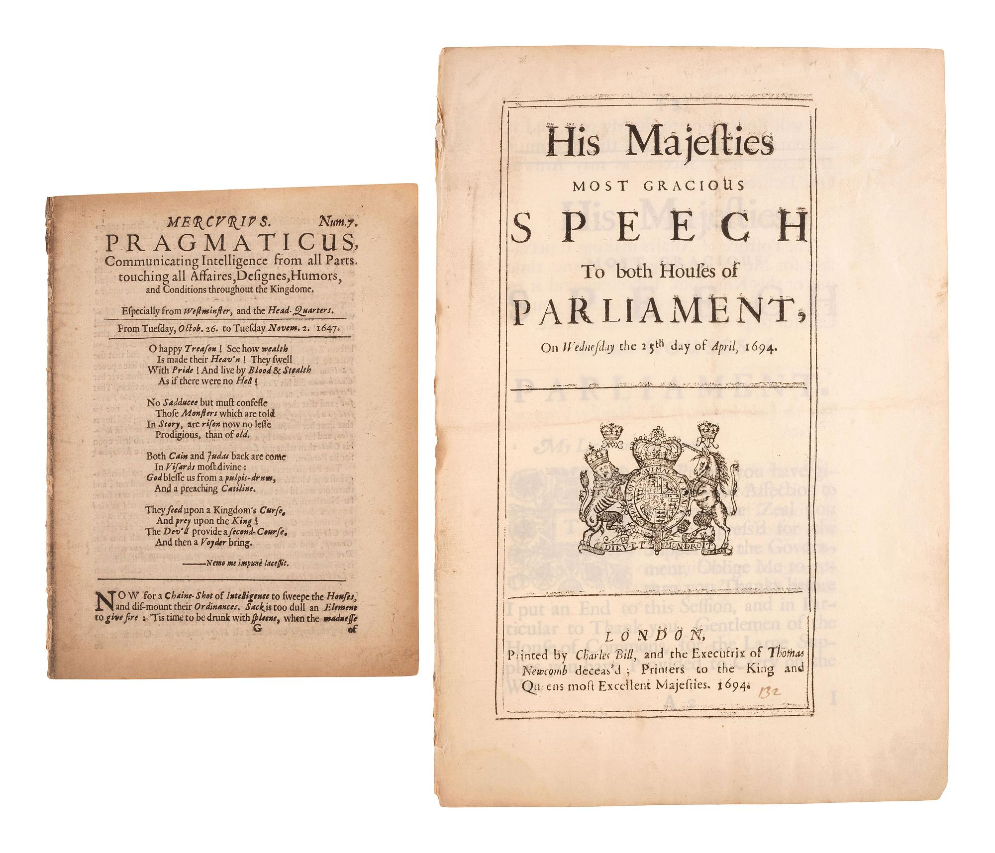[POLITICS]. A large group of 17th and 18th-century British pamphlets and ephemera.