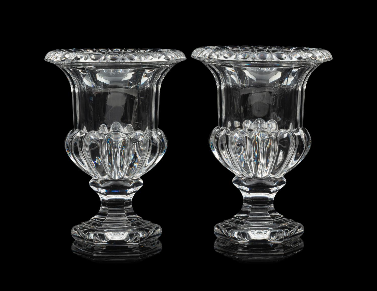Three Pairs of Molded Glass Vases