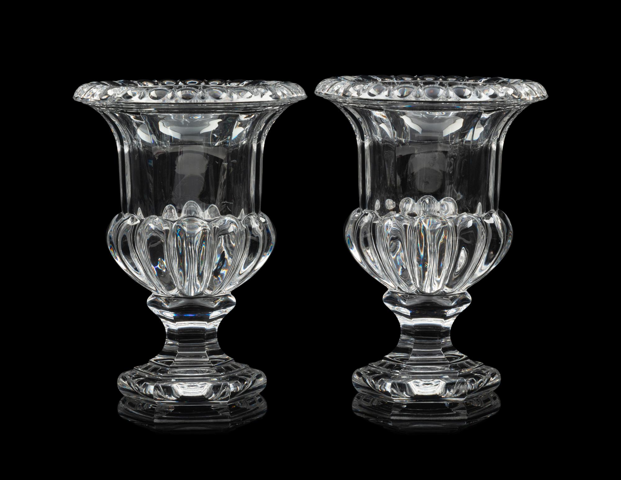 Three Pairs of Molded Glass Vases