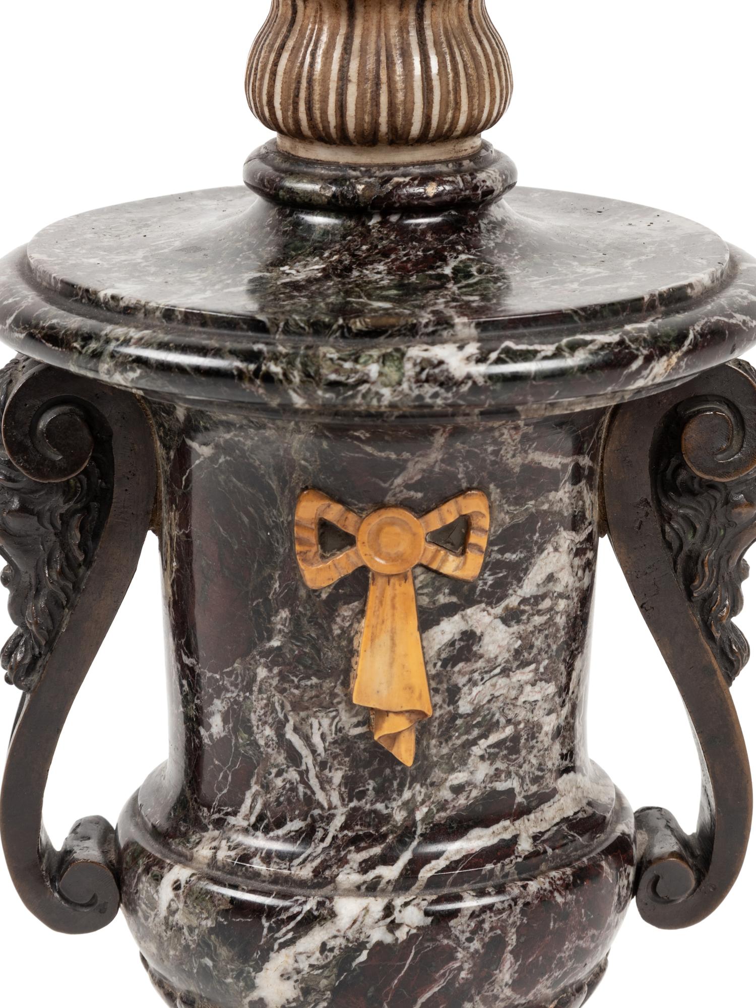 A Continental Gilt Bronze Mounted Marble Table Lamp