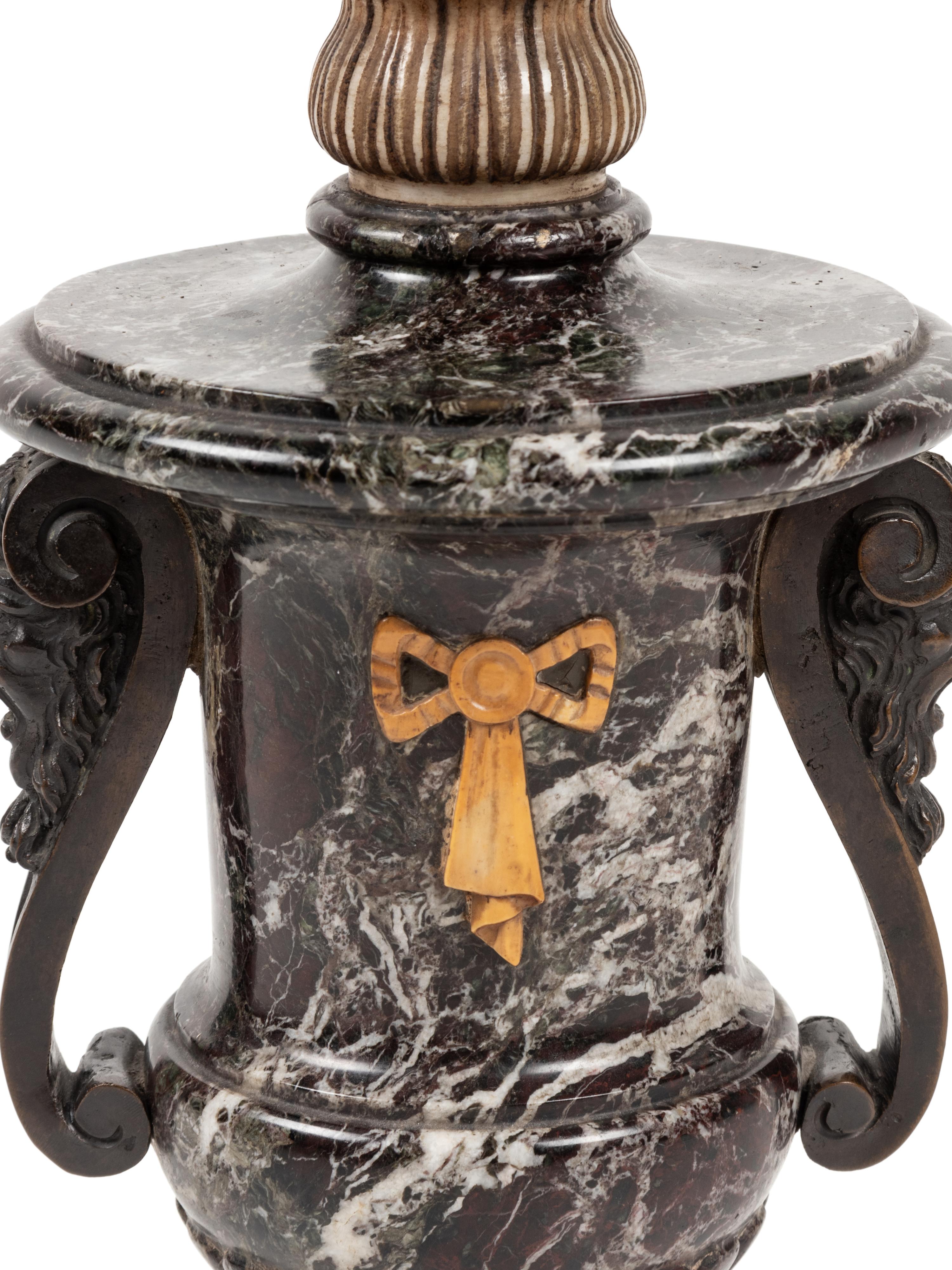 A Continental Gilt Bronze Mounted Marble Table Lamp