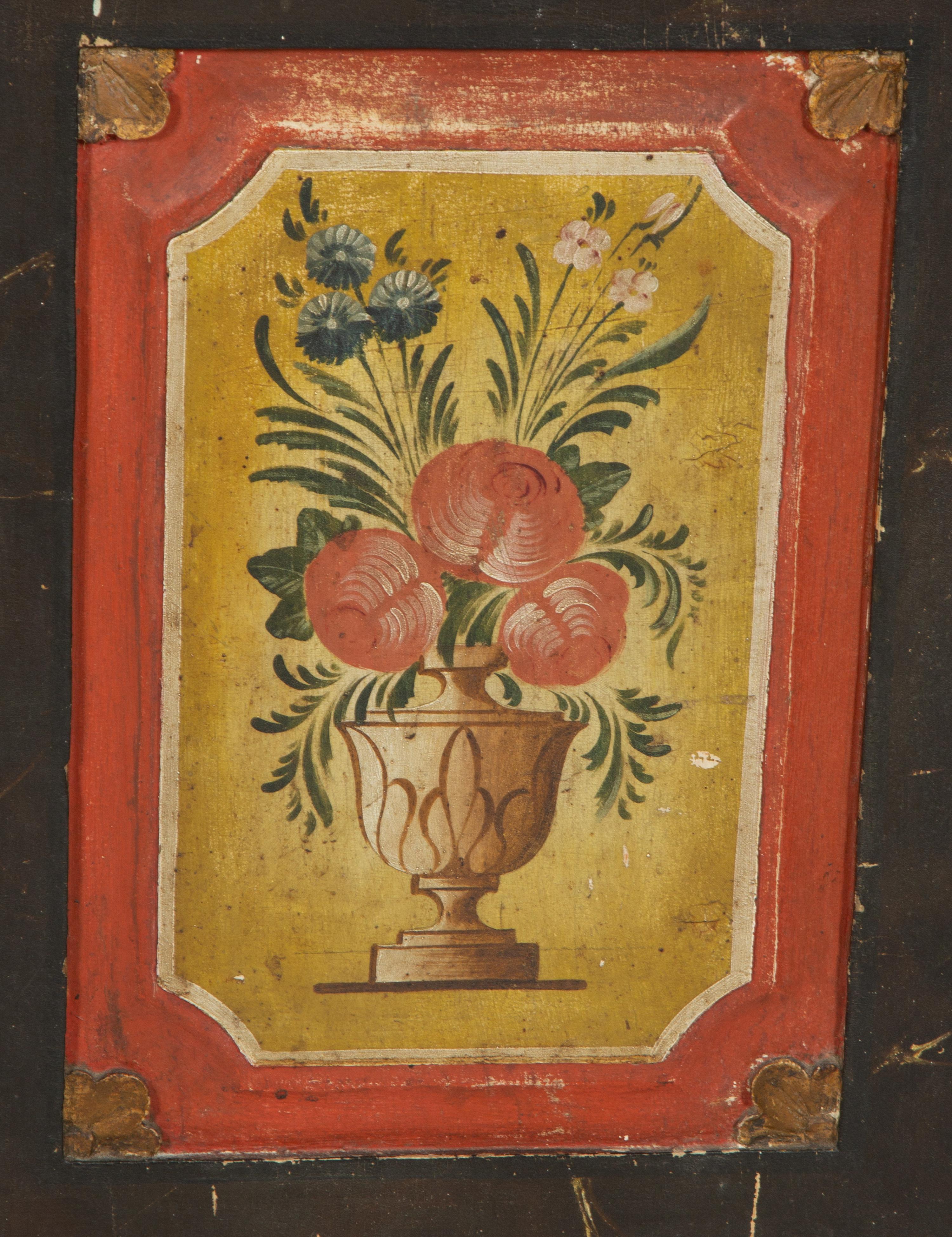 A Continental Carved, Painted and Parcel Gilt Pine Schrank