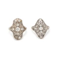 TWO DIAMOND AND PLATINUM RINGS