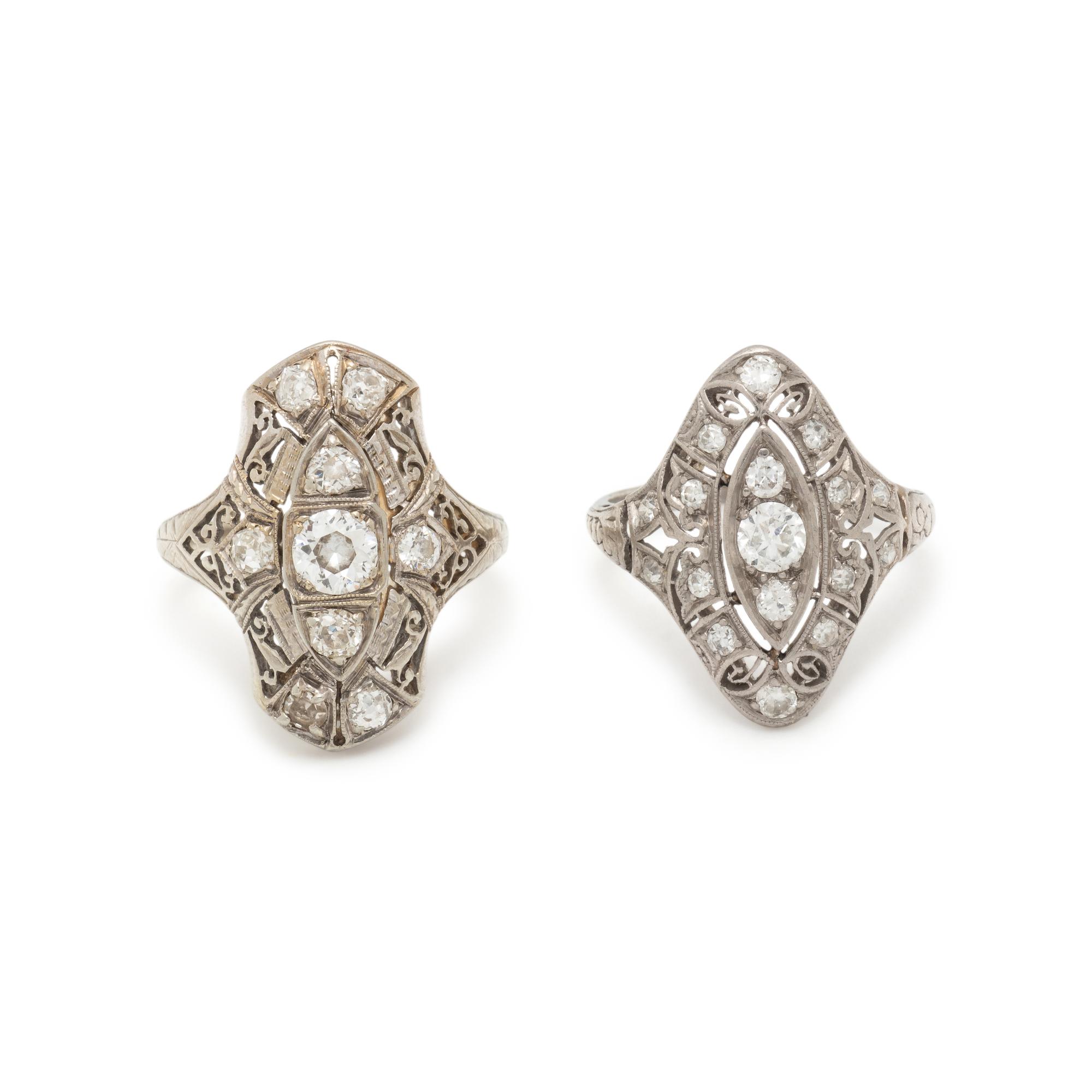 TWO DIAMOND AND PLATINUM RINGS