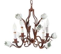 A French Opaline Glass and Tôle Four-Light Chandelier