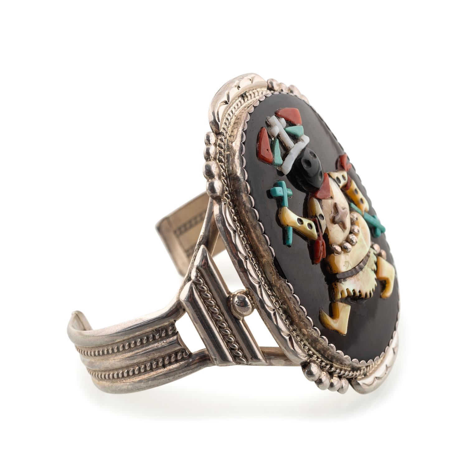 Silver and Mosaic Inlay Gan Dancer Necklace, Ring, AND Cuff Bracelet Set
