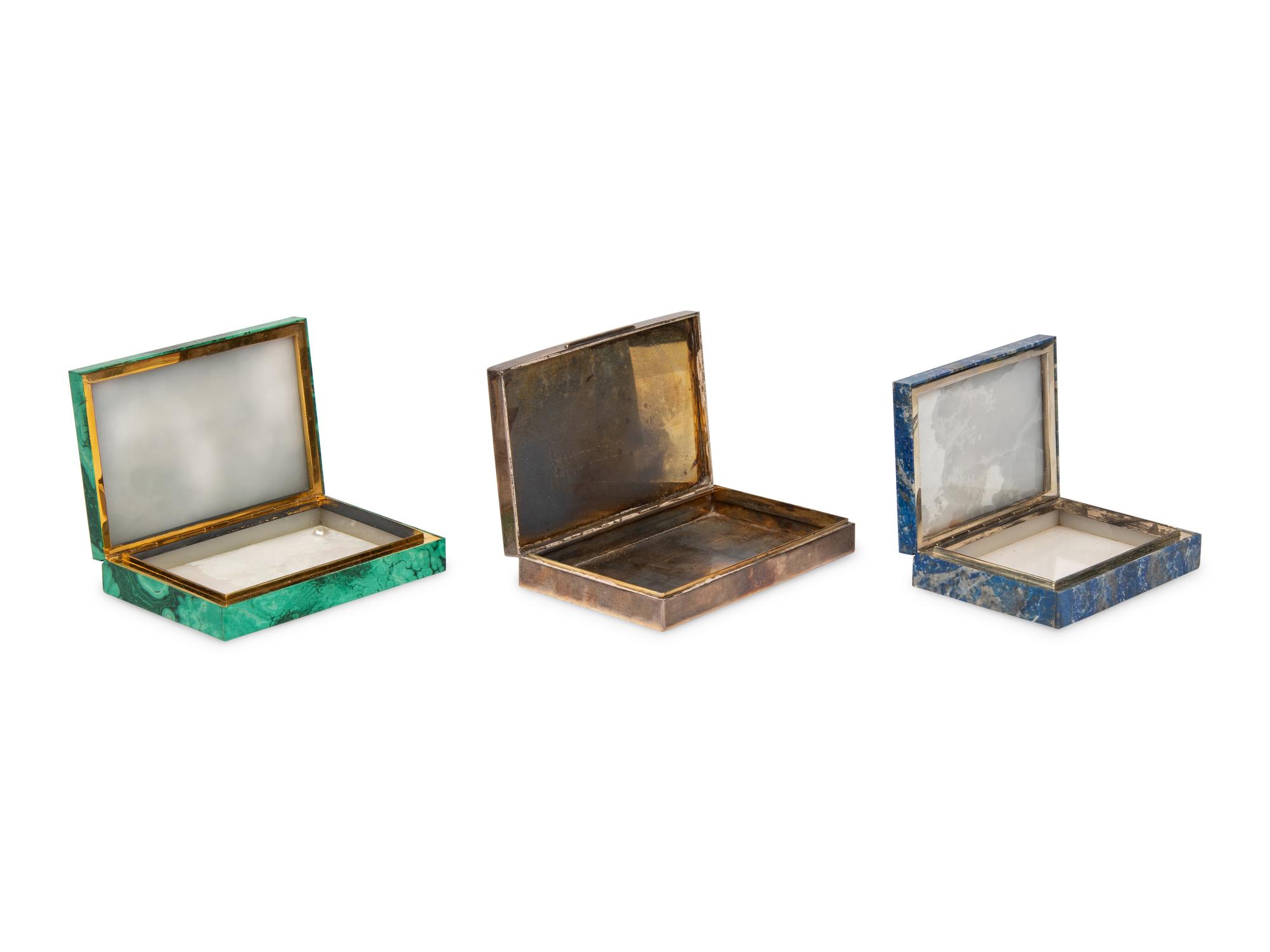 A Group of Three Italian Hardstone Veneered Table Caskets