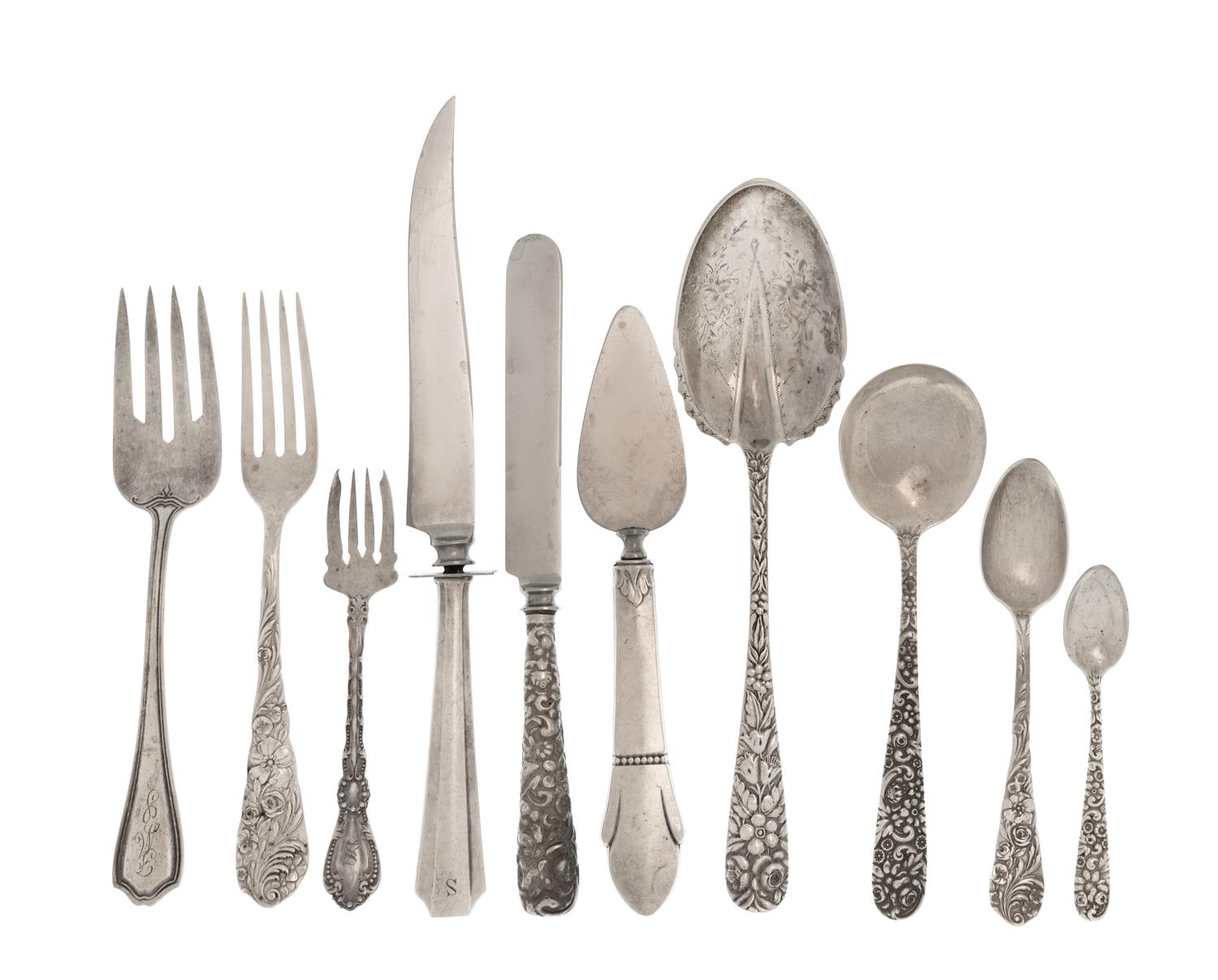A Collection of American Silver Flatware Articles