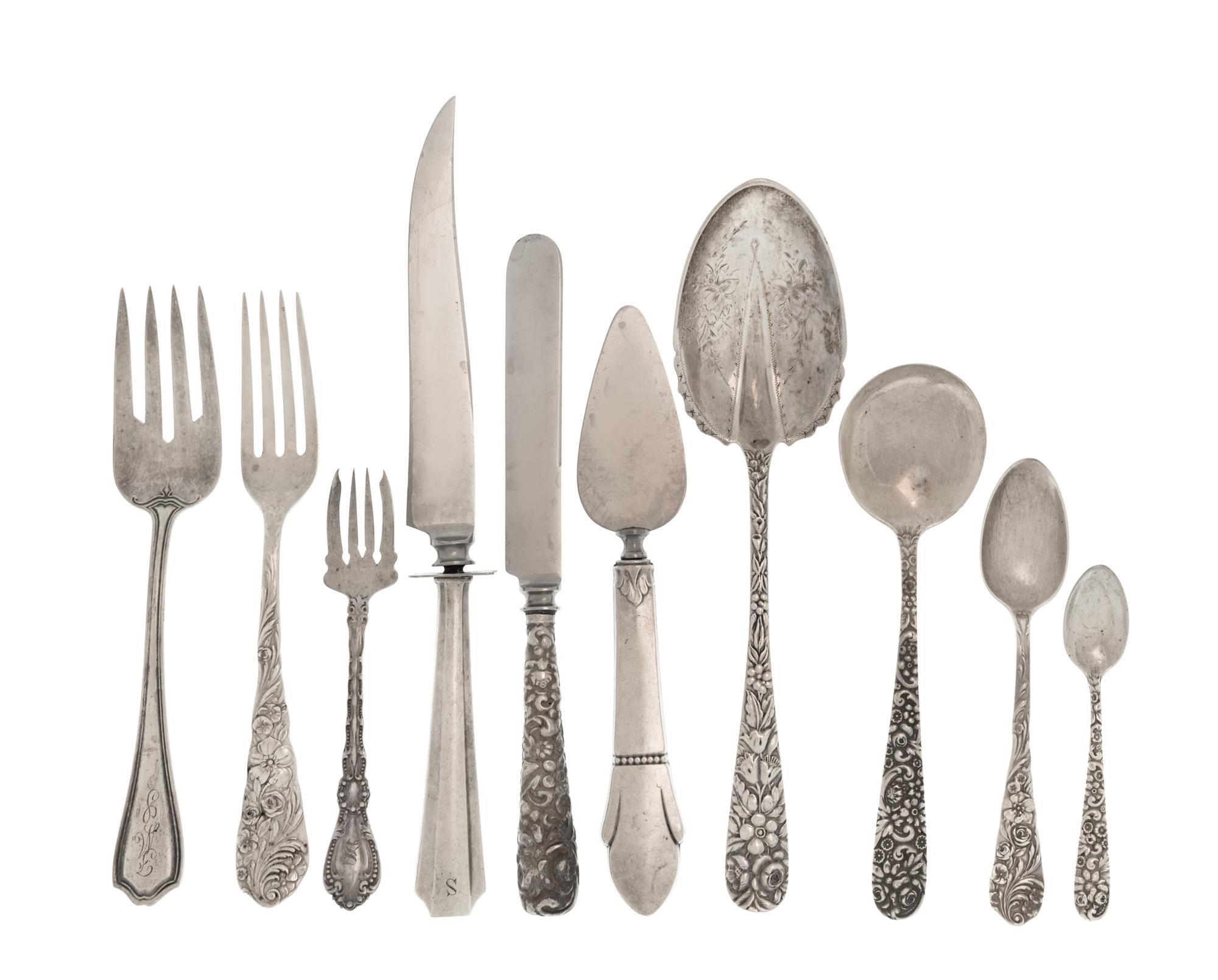 A Collection of American Silver Flatware Articles