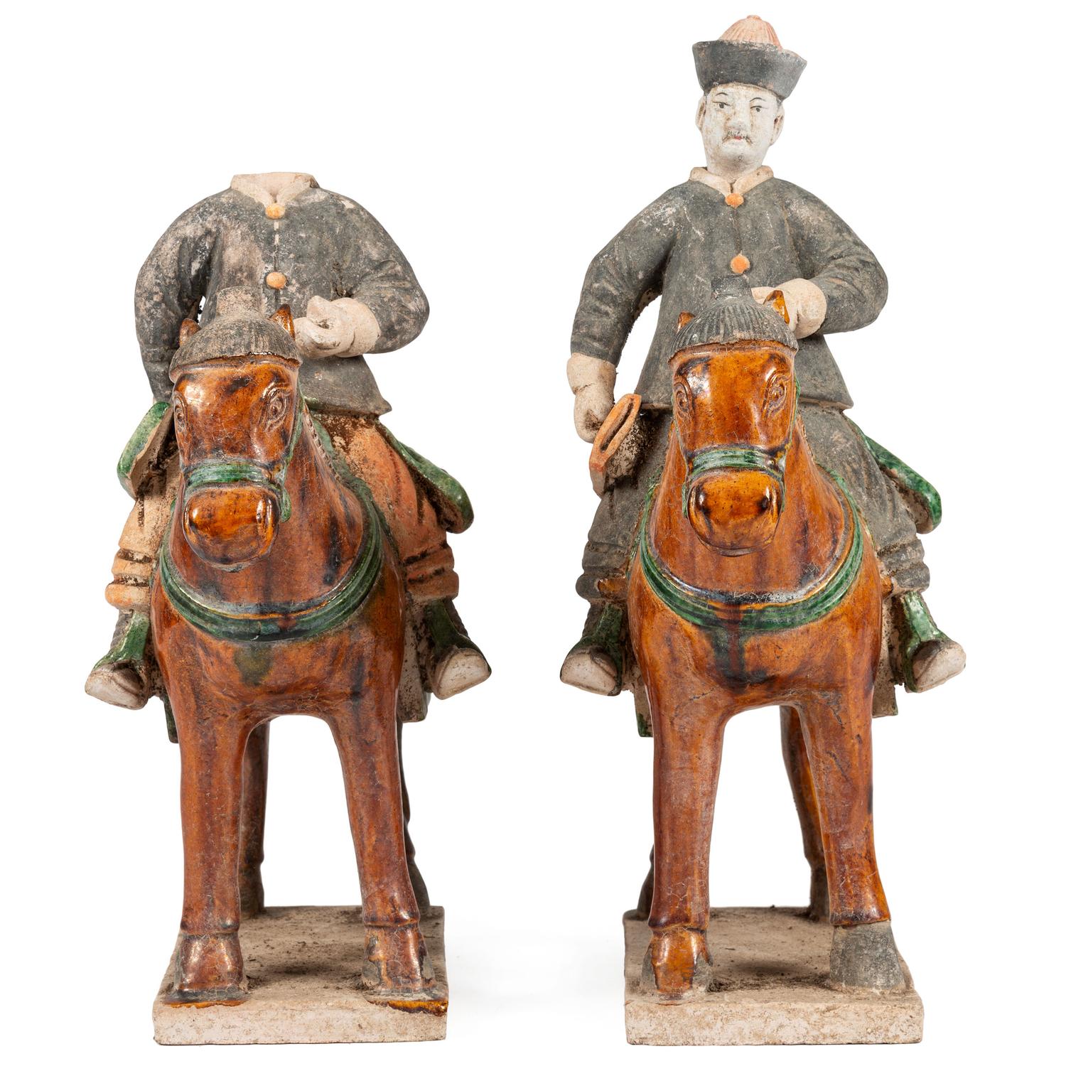 Two Chinese Terracotta Equestrian Figures
