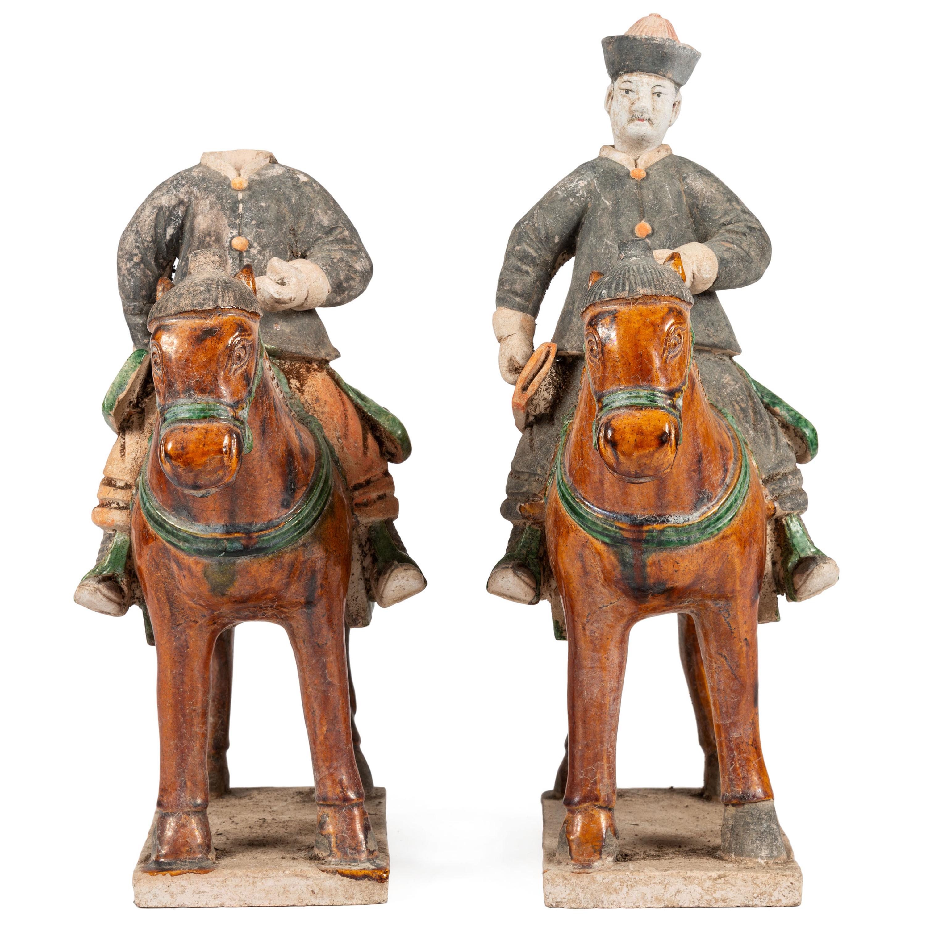 Two Chinese Terracotta Equestrian Figures
