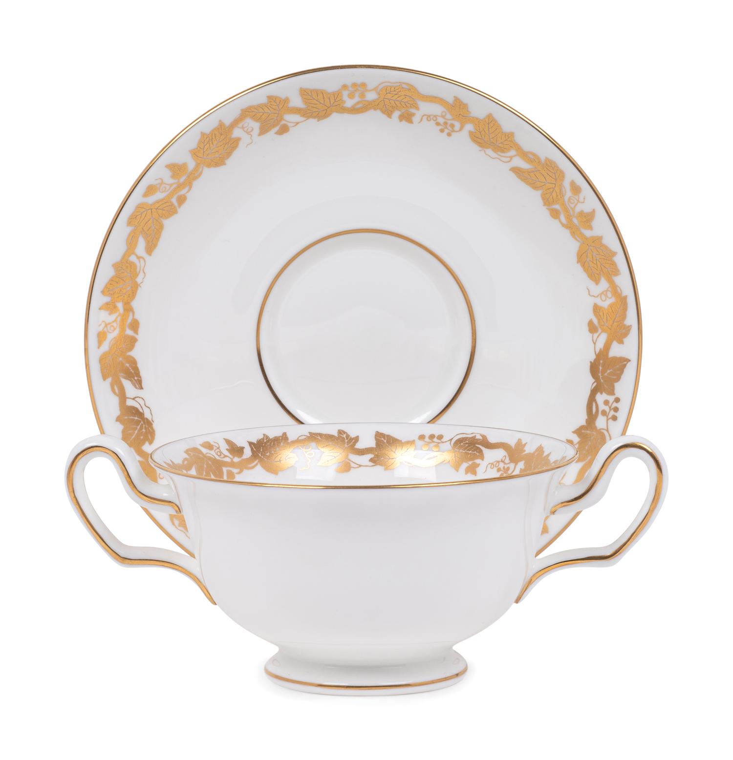 A Collection of Gilt-Decorated English Porcelain Dinnerware