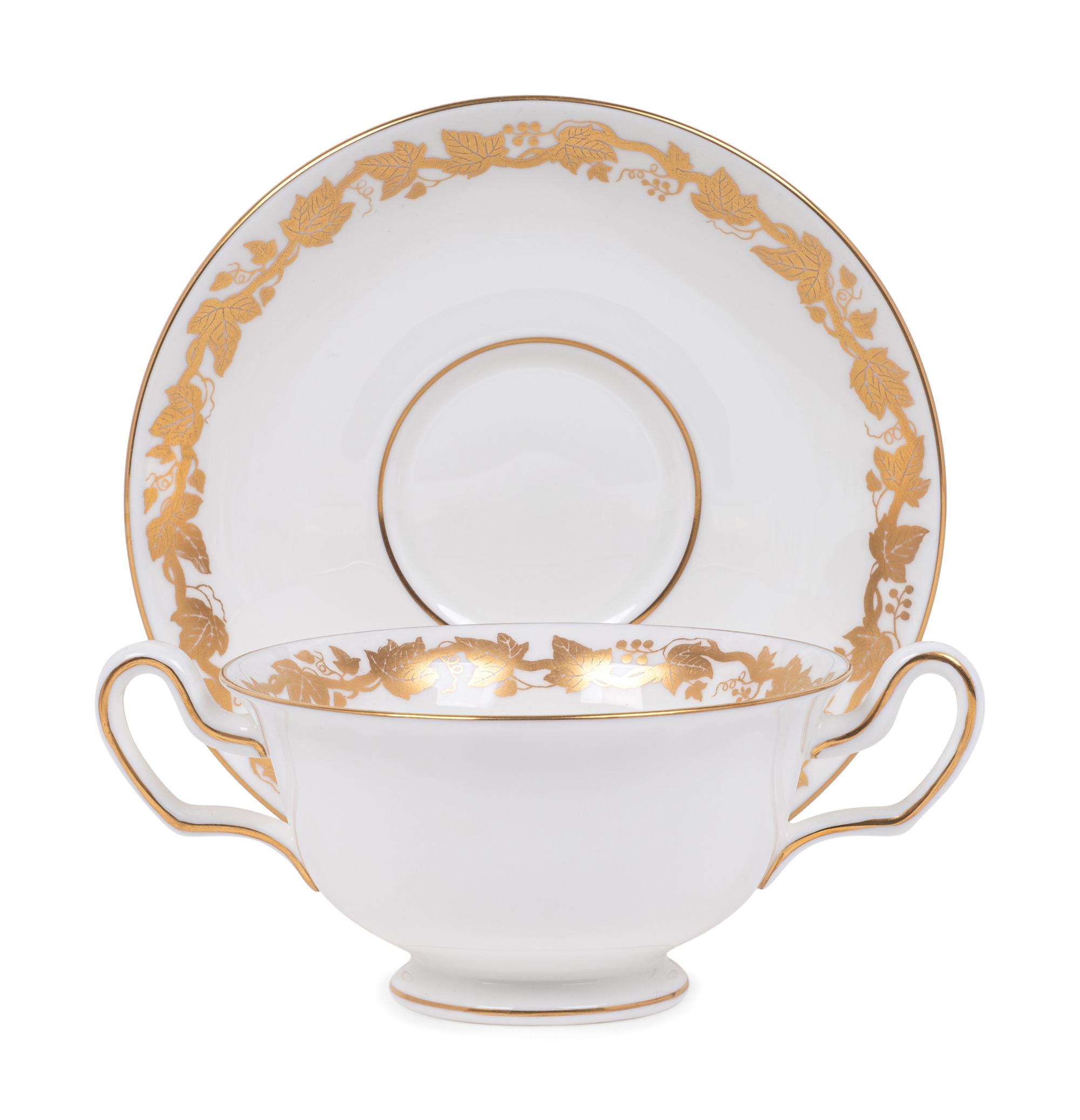 A Collection of Gilt-Decorated English Porcelain Dinnerware
