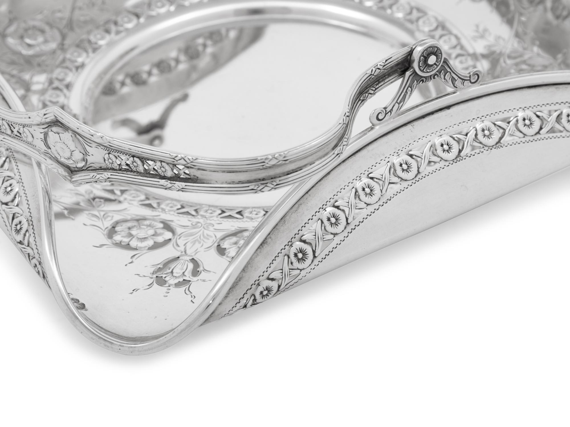 An English Silver Cake Basket and an American Silver Sandwich Plate