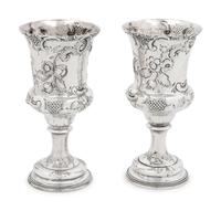Two American Silver Repoussé Goblets