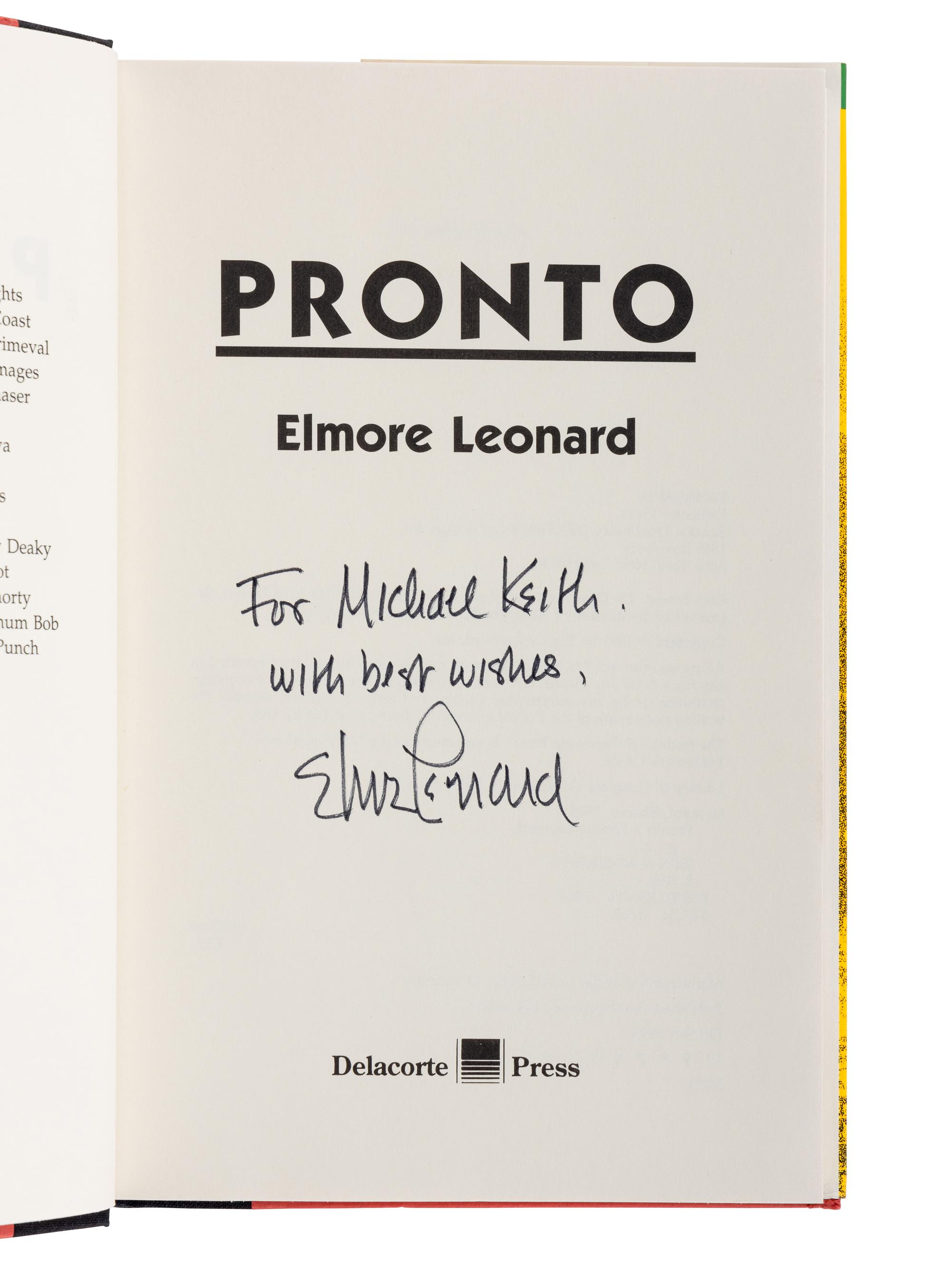 LEONARD, Elmore (1925-2013). A group of 4 FIRST EDITIONS of Leonard’s works later adapted into the series Justified , ALL SIGNED OR INSCRIBED, comprising: