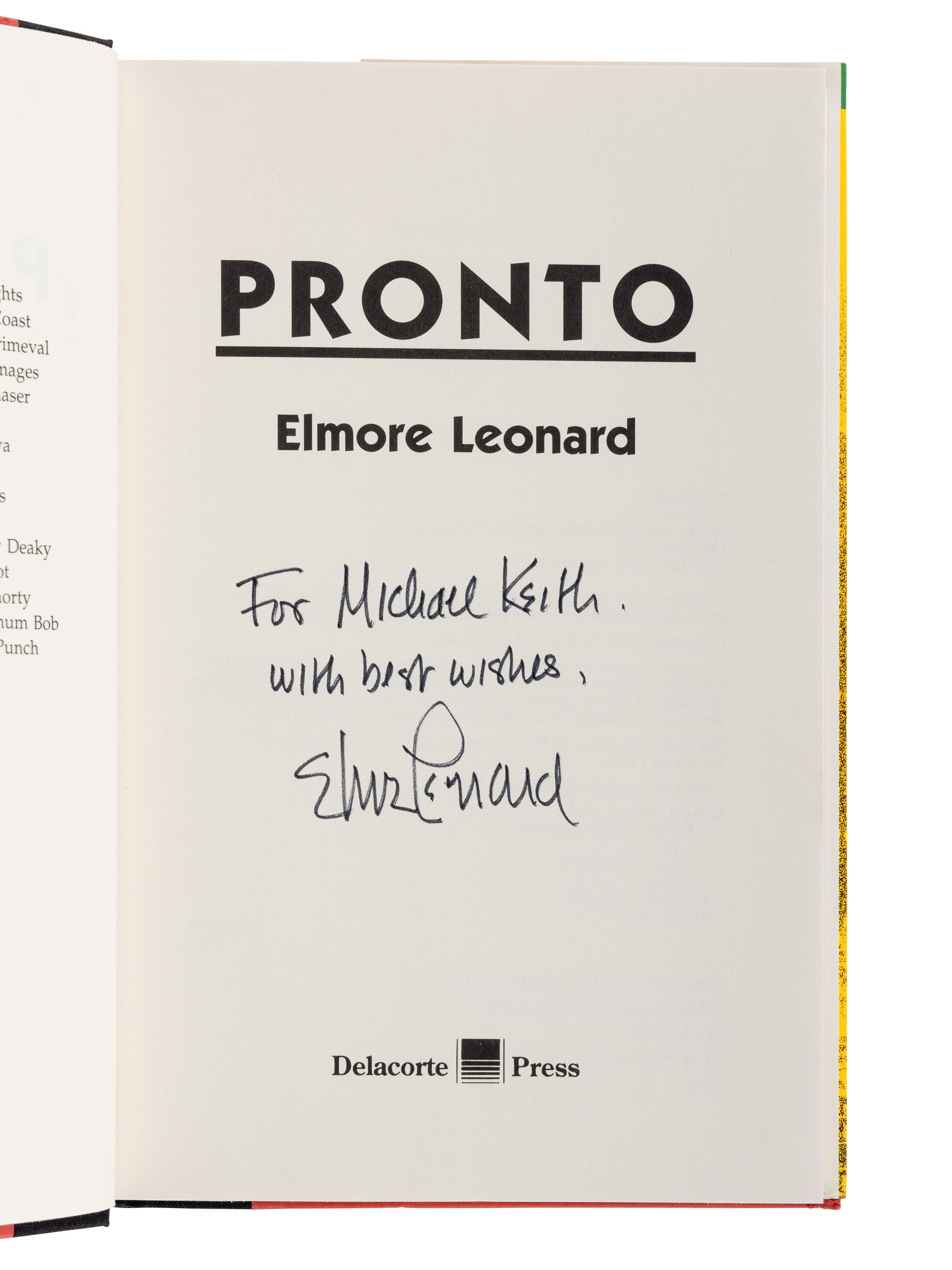 LEONARD, Elmore (1925-2013). A group of 4 FIRST EDITIONS of Leonard’s works later adapted into the series Justified , ALL SIGNED OR INSCRIBED, comprising: