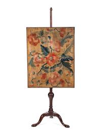 An English Needlepoint and Mahogany Fire Screen