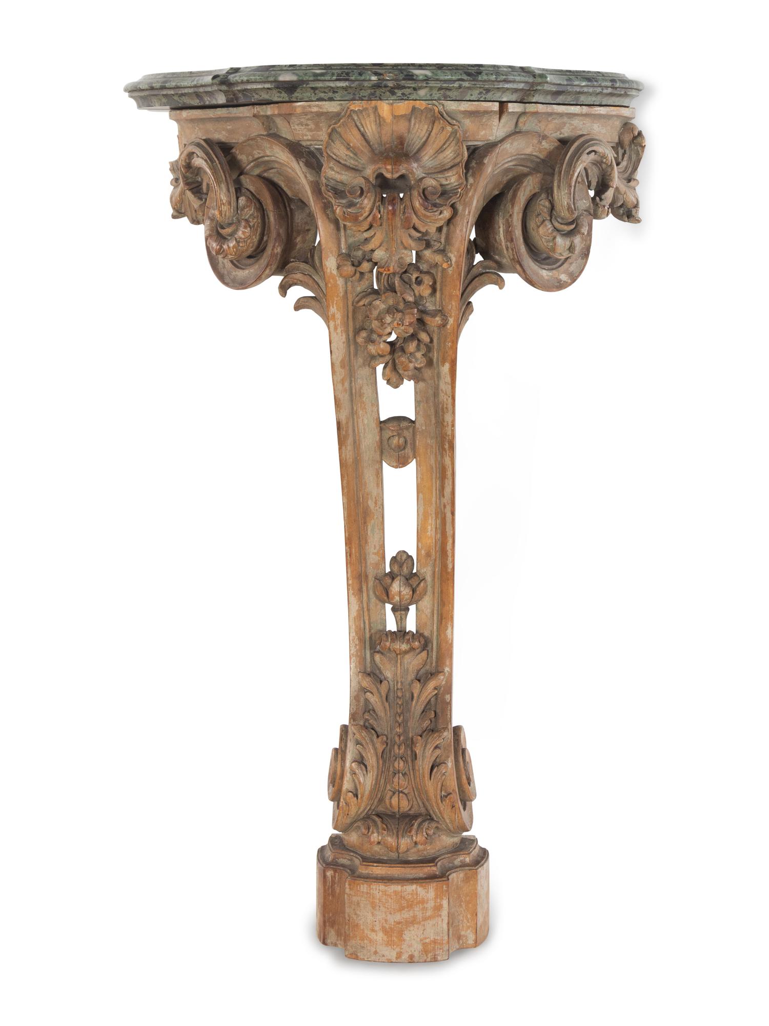 A George II Style Cerused Wood Marble-Top Console Table