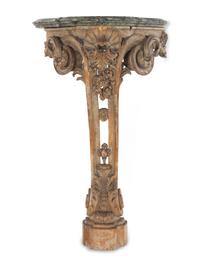 A George II Style Cerused Wood Marble-Top Console Table