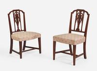 An assembled set of eight Federal mahogany pedestal-back side chairs, Philadelphia, PA, or New York, NY, circa 1800