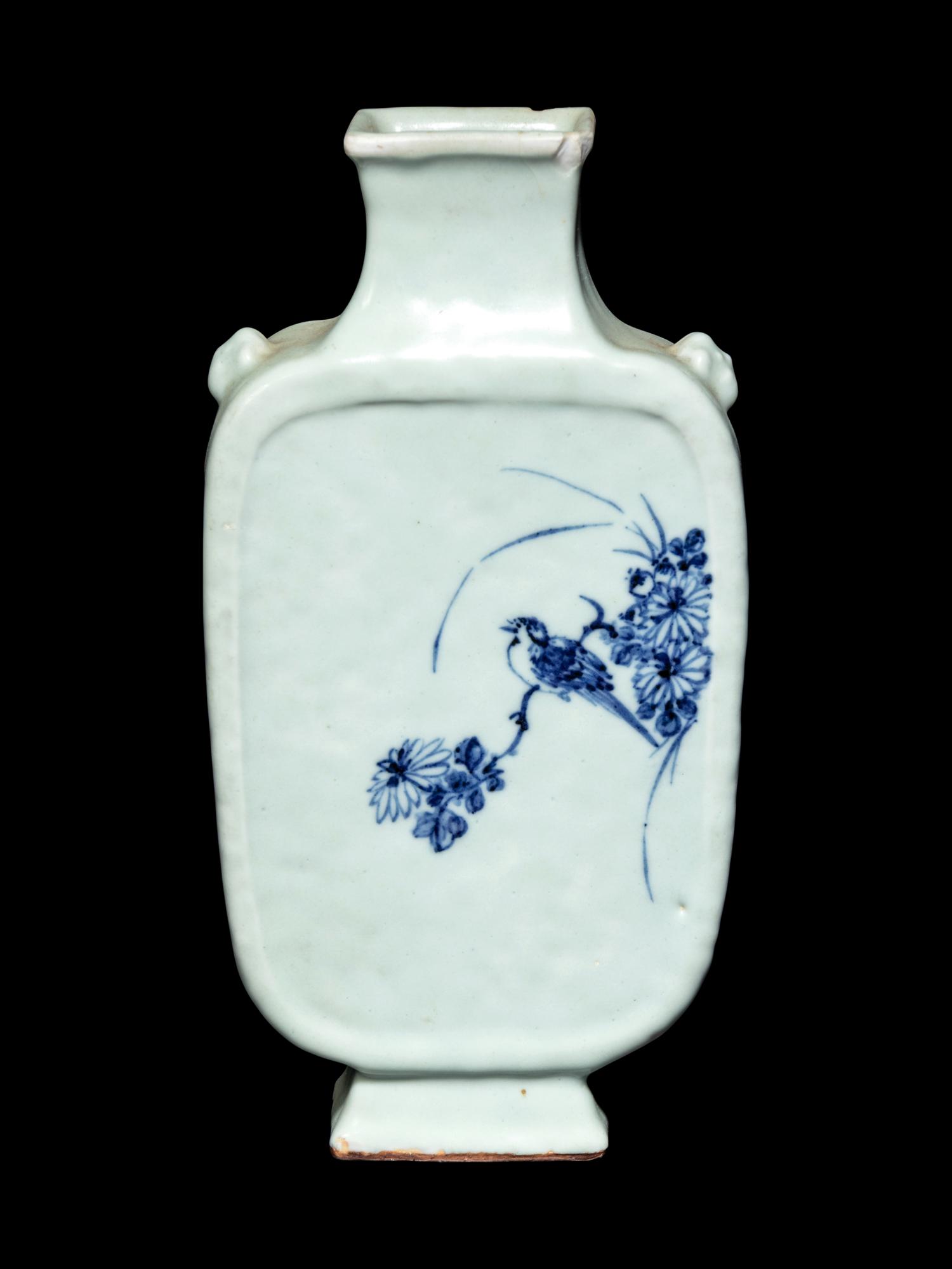 A Celadon Ground Underglaze Blue Porcelain Vase