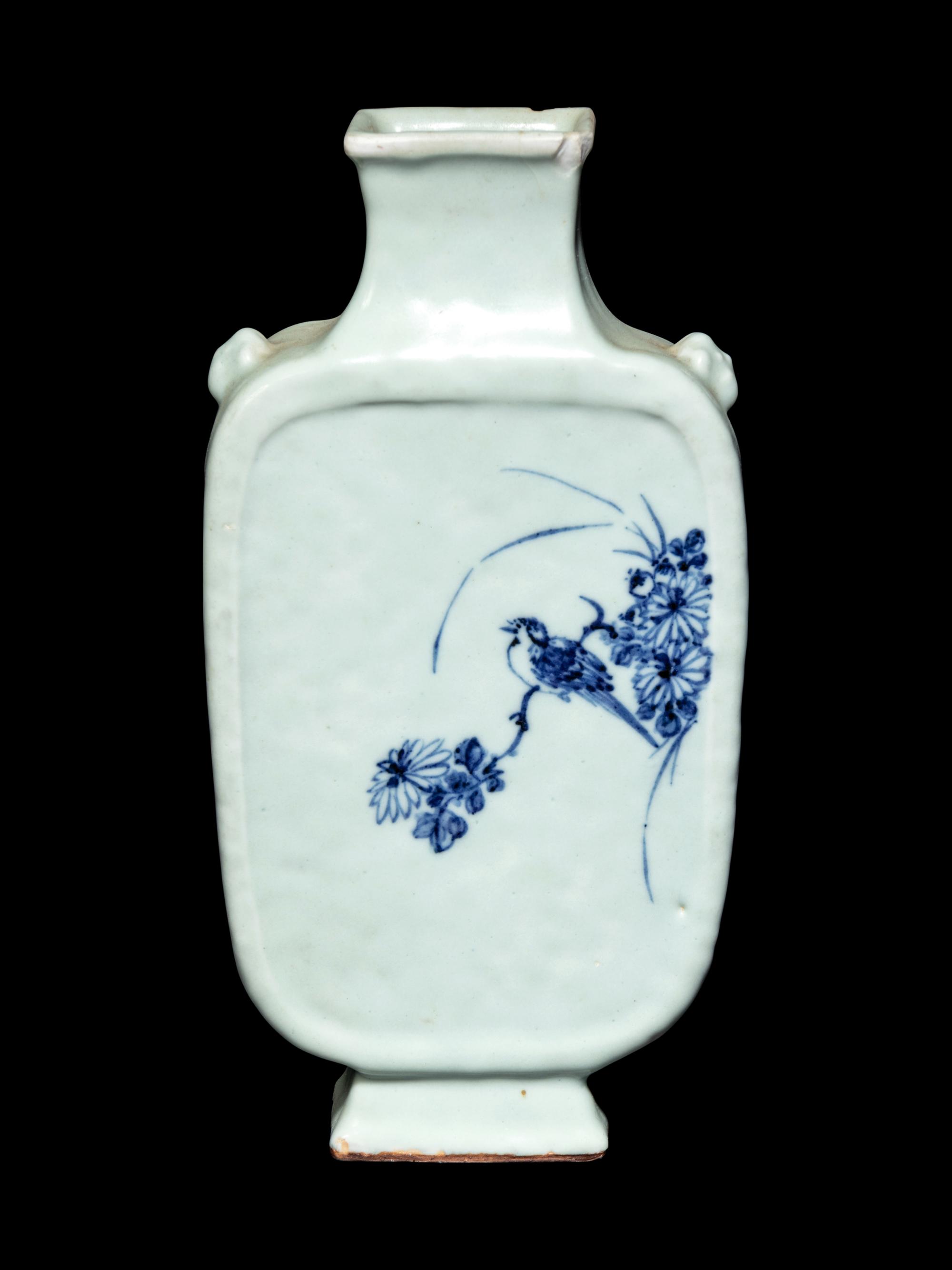 A Celadon Ground Underglaze Blue Porcelain Vase