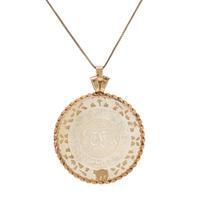 Donna Chambers, Chinese Mother-of-Pearl Gaming Counter and Yellow Gold Necklace and Earrings