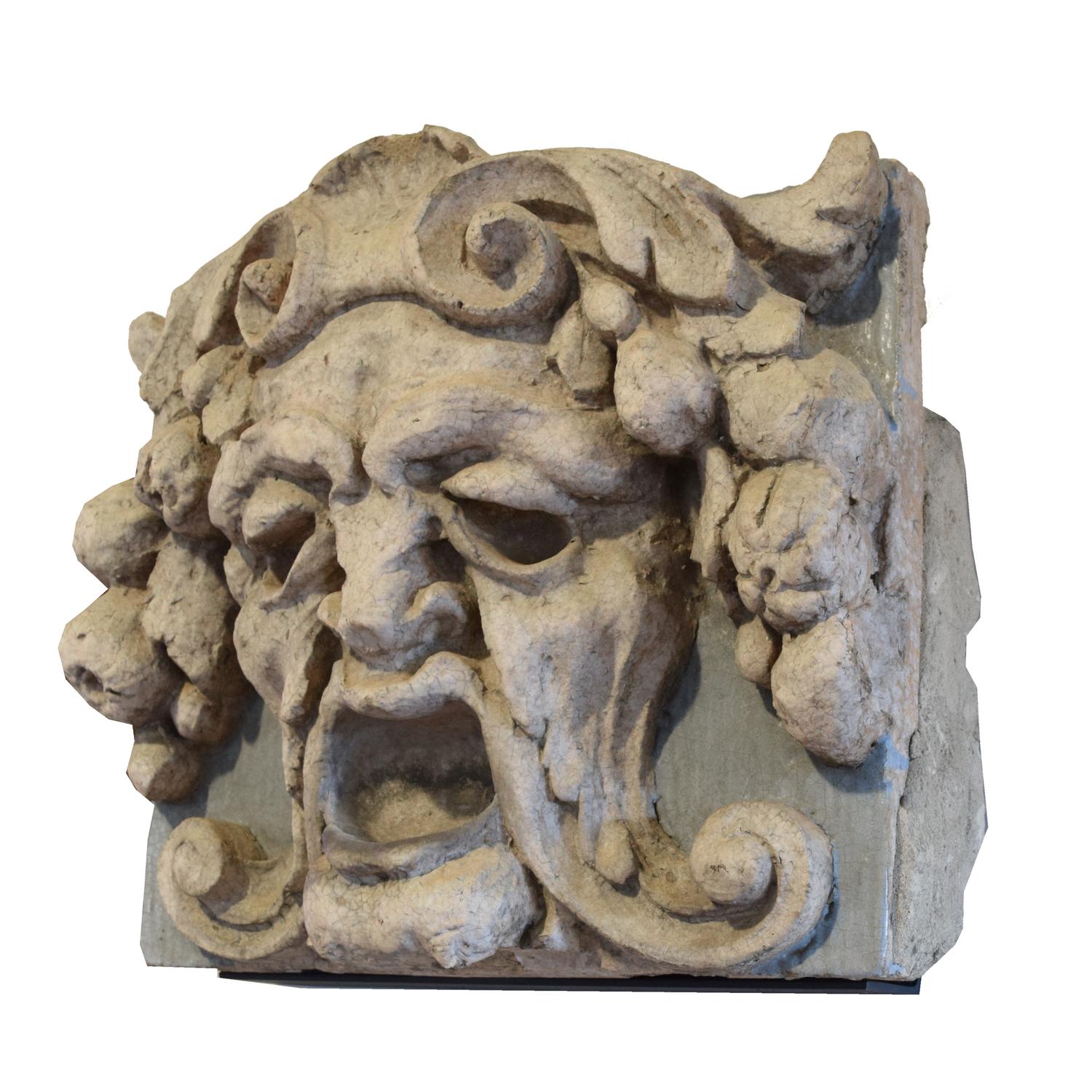A Pair of Terra Cotta Comedy and Tragedy Panels 17" W x 7" D x 15" H — United States, Early 20th Century