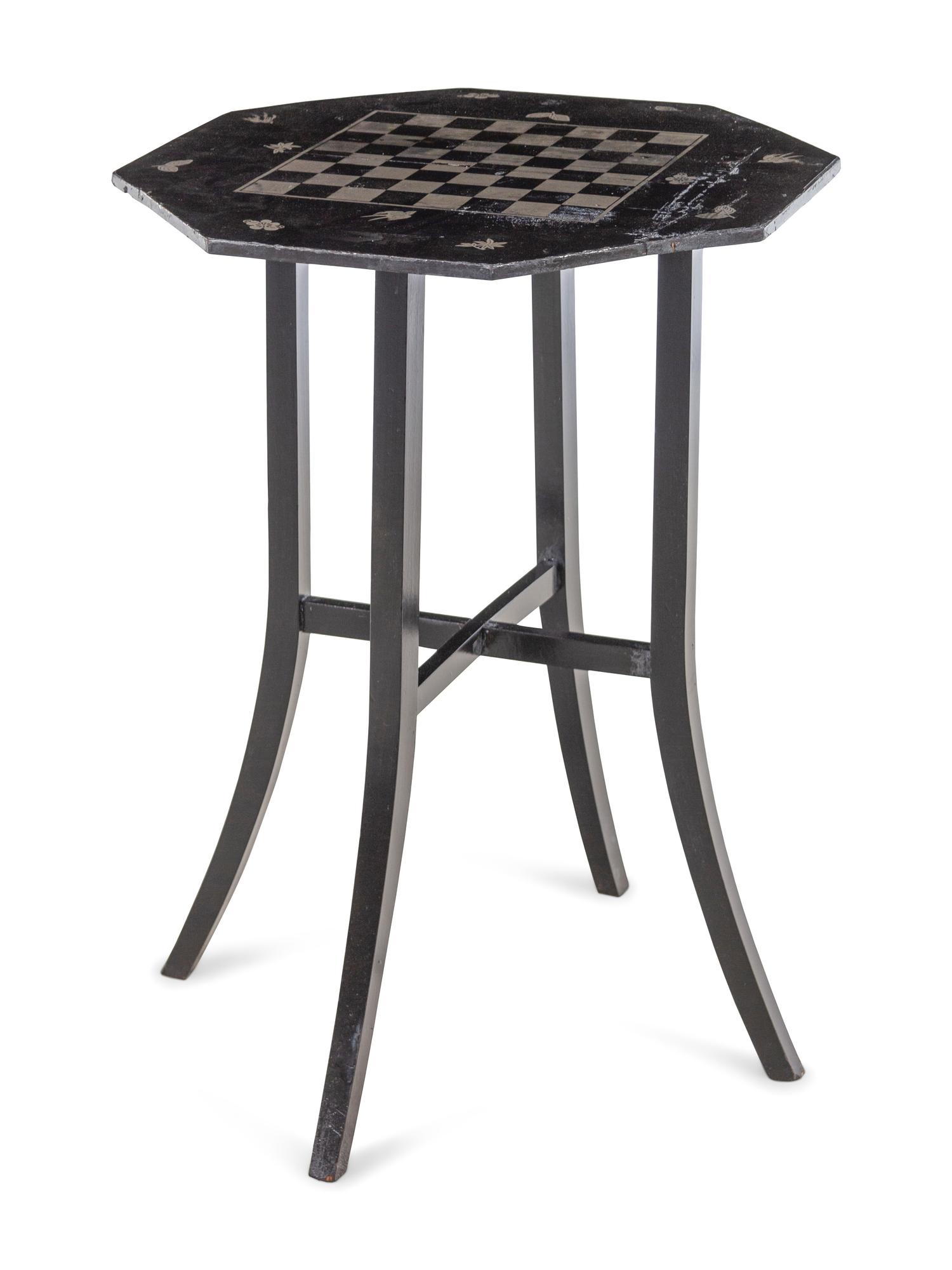 A French Pewter Inlaid and Ebonized Game Table