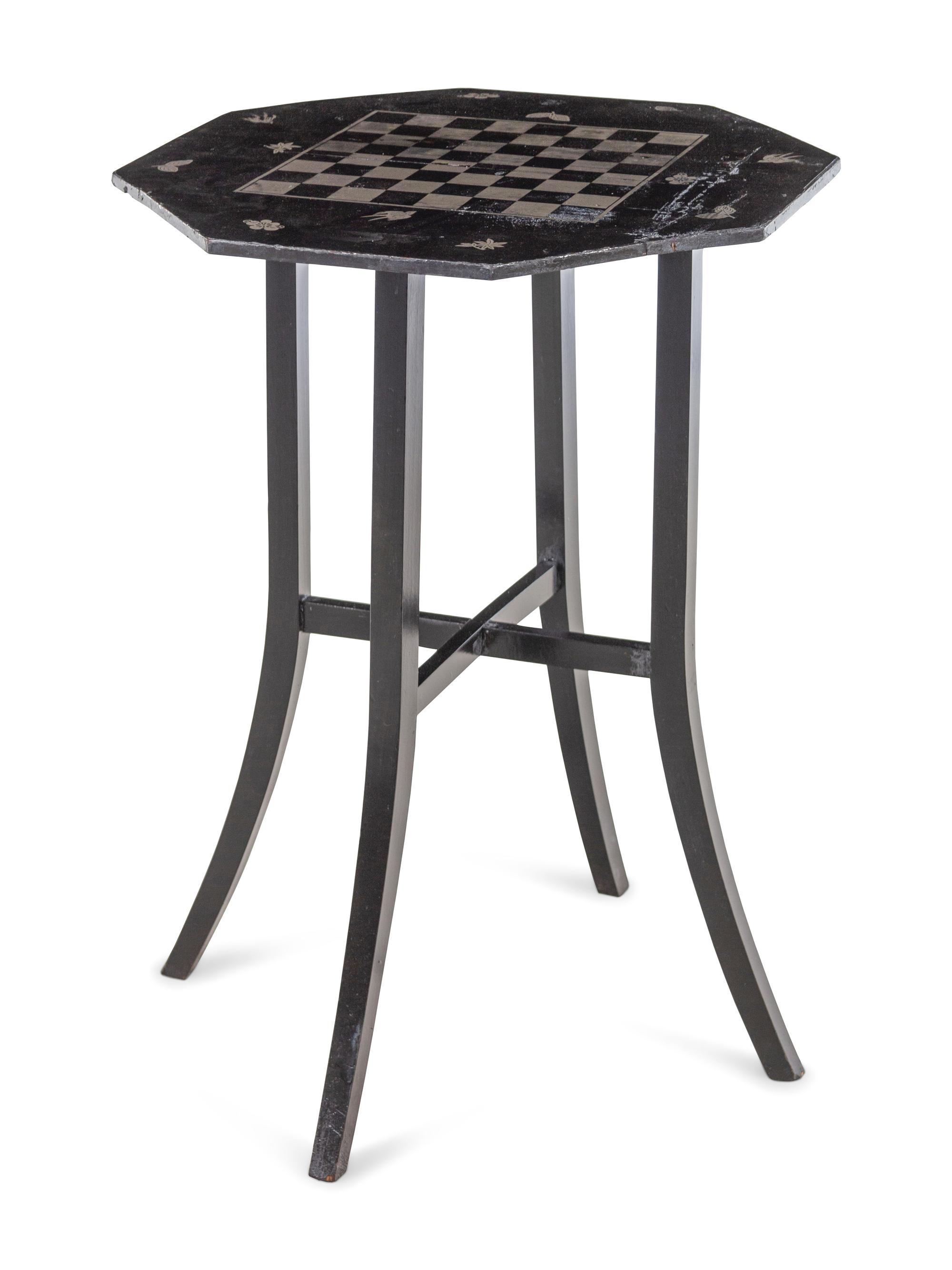 A French Pewter Inlaid and Ebonized Game Table
