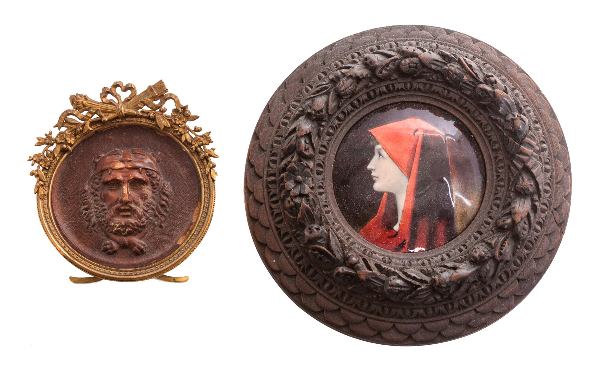 A French Enameled Plaque Diameter of first overall 6 3/4 inches.