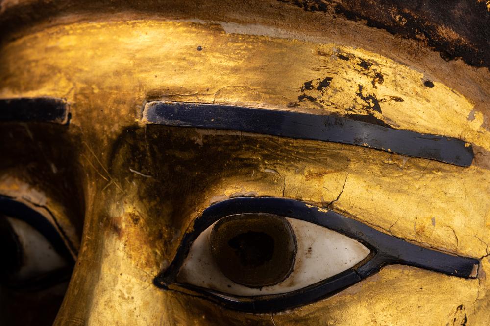 <div>An Egyptian Gilt Cartonnage Mummy Mask</div>