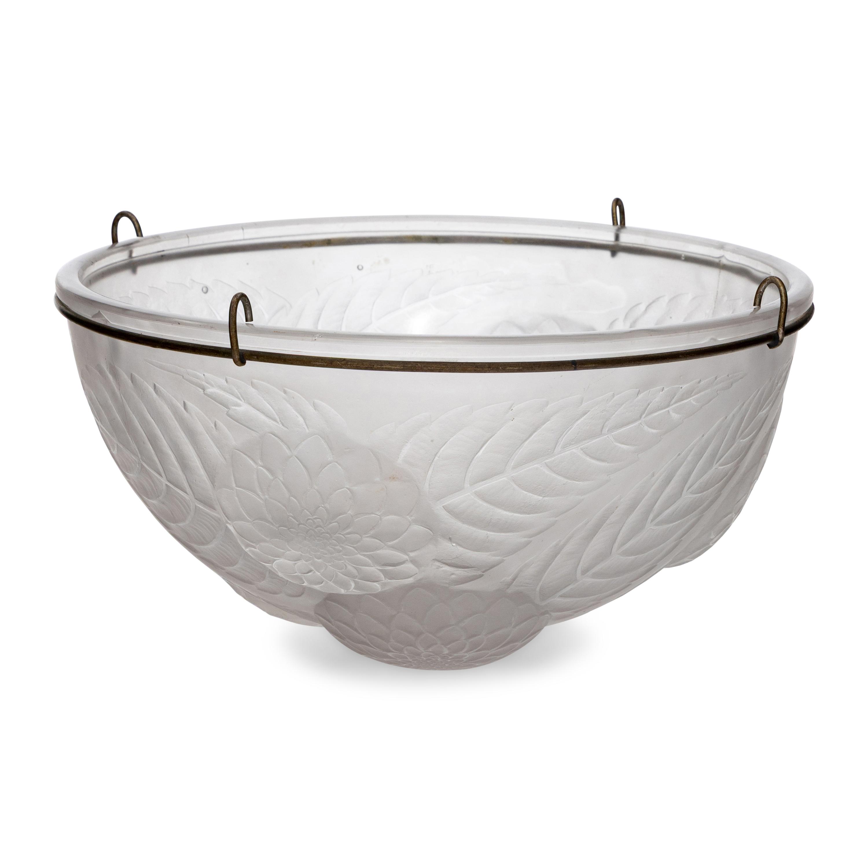 A Lalique Dahlias Plafonnier