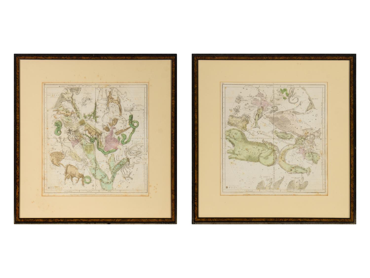 [CELESTIAL MAPS]. A pair of engraved celestial maps or star charts. Hartford, CT: F.J. Huntington, 1835