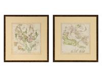 [CELESTIAL MAPS]. A pair of engraved celestial maps or star charts. Hartford, CT: F.J. Huntington, 1835