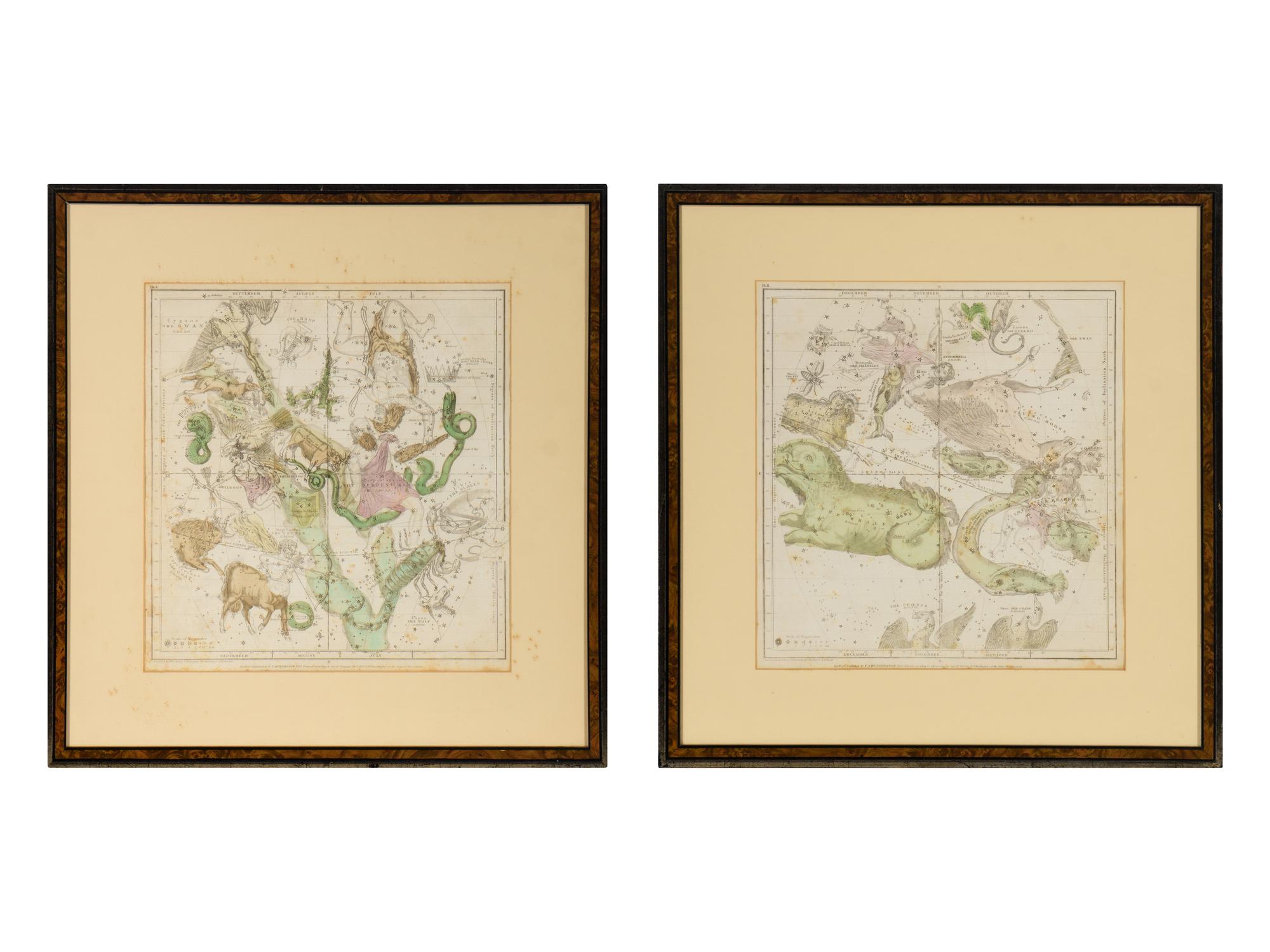 [CELESTIAL MAPS]. A pair of engraved celestial maps or star charts. Hartford, CT: F.J. Huntington, 1835