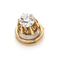 A Yellow Gold and Diamond Twist Pin, 1.00 dwts.
