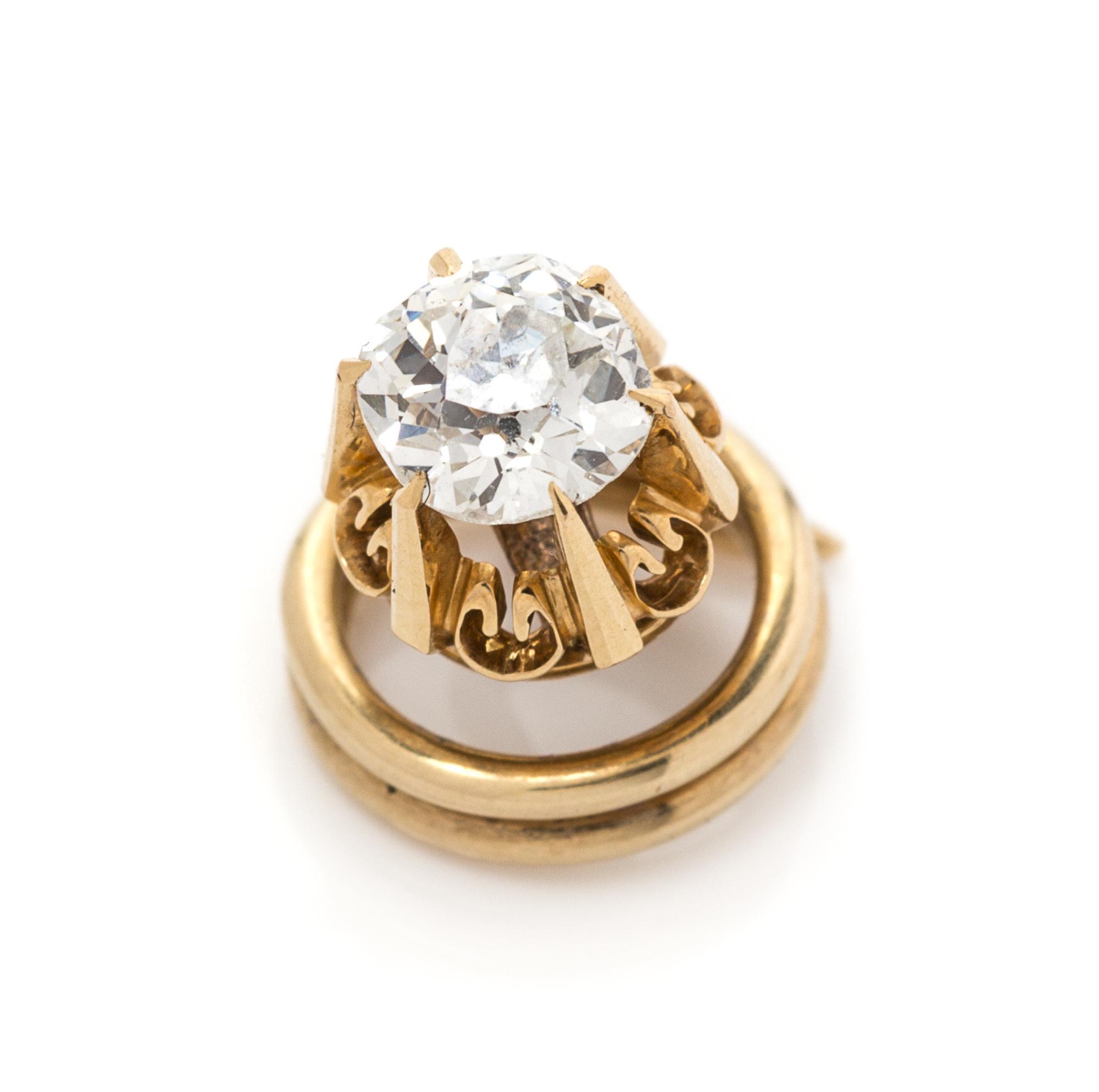 A Yellow Gold and Diamond Twist Pin, 1.00 dwts.
