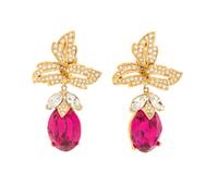 A Pair of Ciner Pink Drop Earclips, 2.5" x 1.5".
