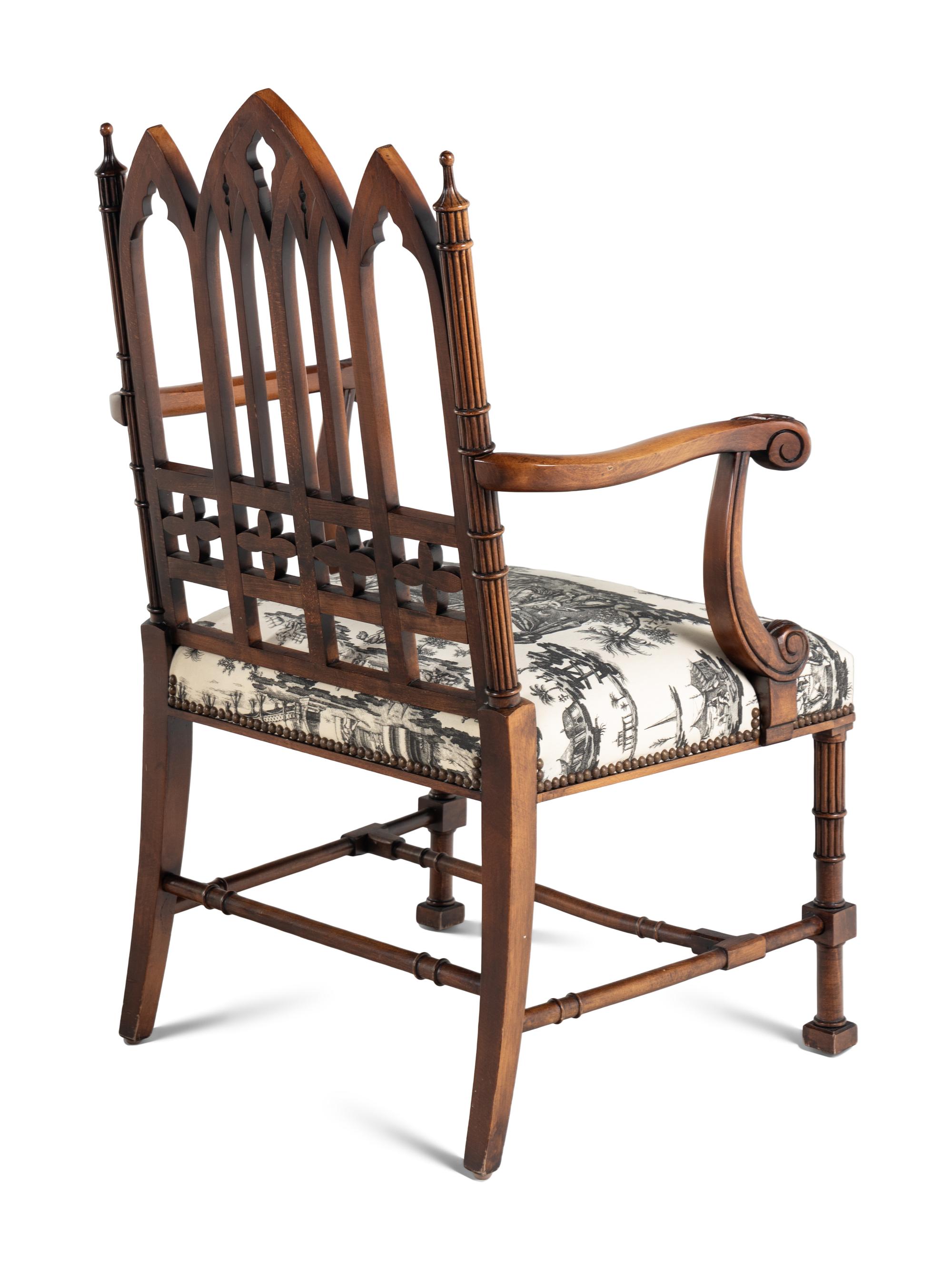 A Pair of Gothic Revival Style Armchairs