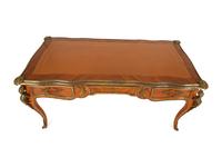 A Louis XV Style Gilt Bronze Mounted Tulipwood Bureau Plat
