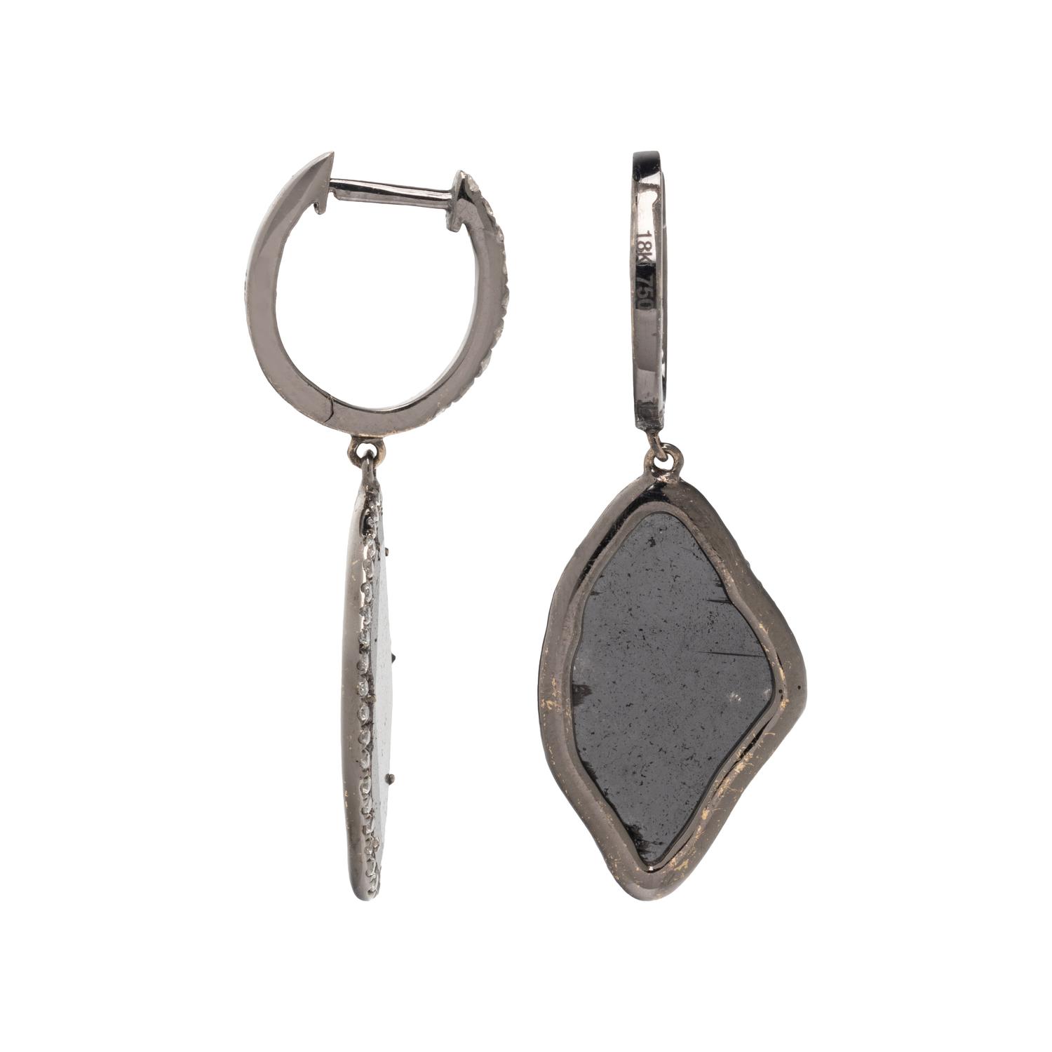 BLACK DIAMOND SLICE AND DIAMOND EARRINGS