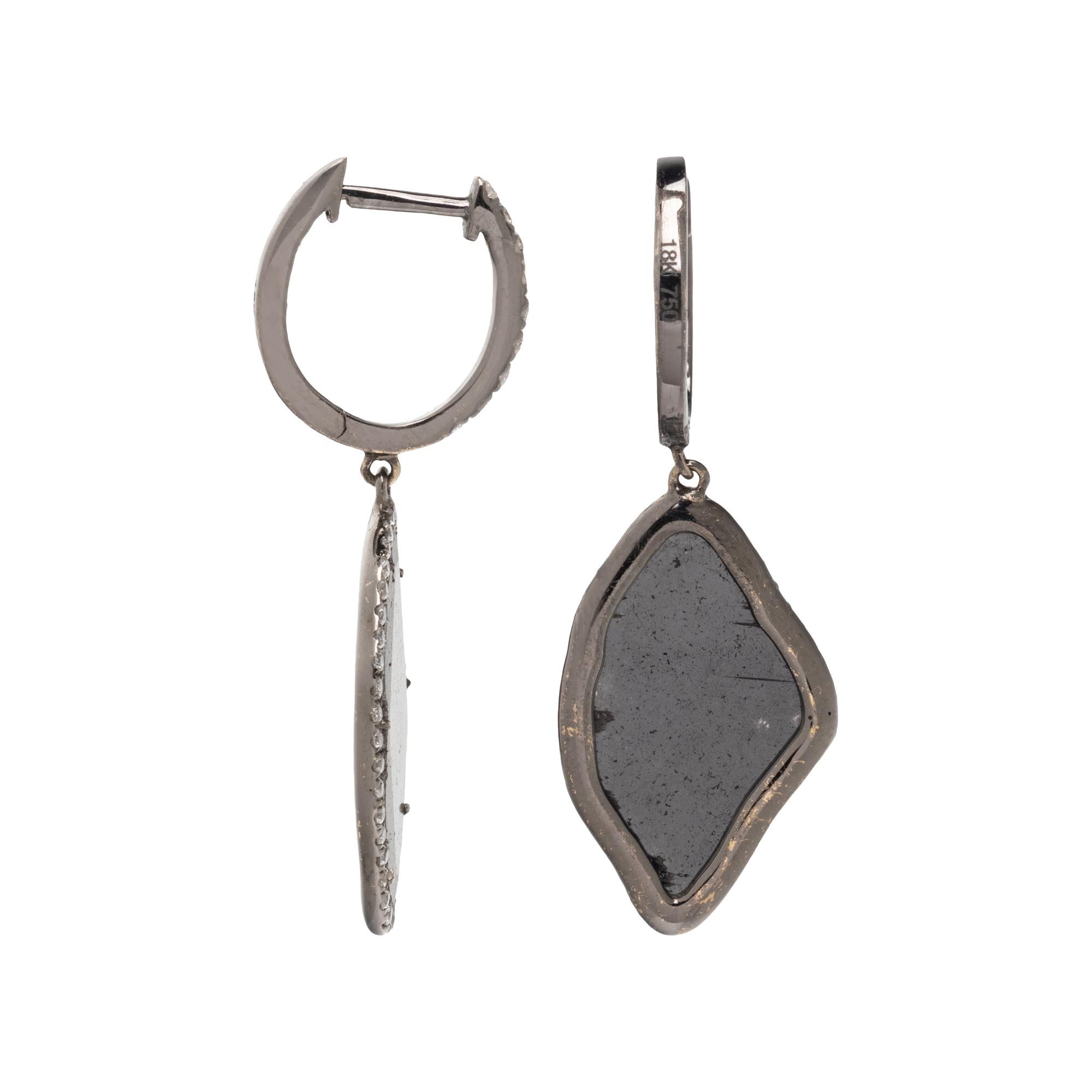 BLACK DIAMOND SLICE AND DIAMOND EARRINGS