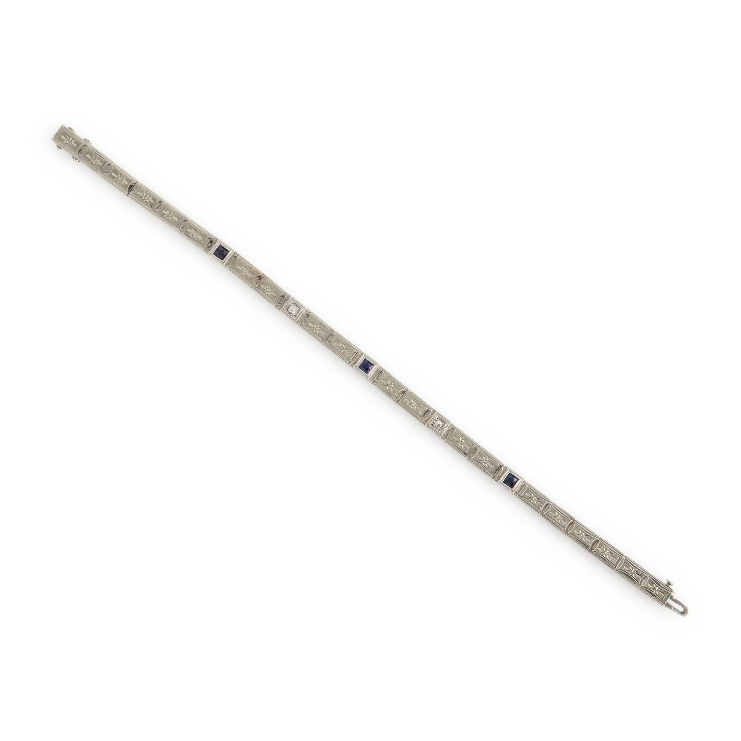 Multigem and White Gold Bracelet and Stick Pin